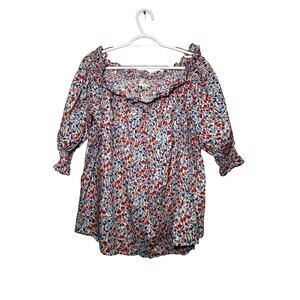St Johns Bay floral‎ off the shoulder blouse womens 3X cottagecore peasant fairy